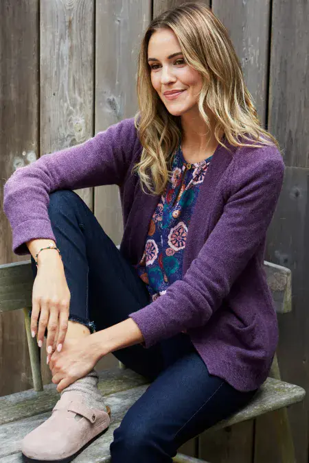 Open Front Cardi With Cable Detail. Fig