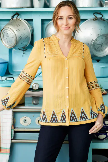Peasant Blouse With Rik Rak Embroidery