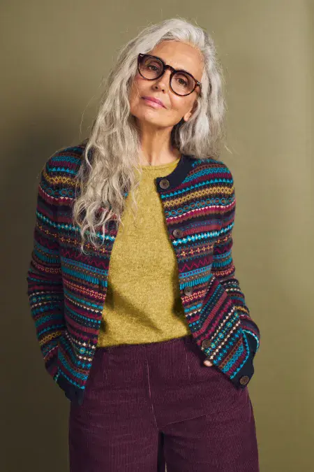 Percella Cove Cardigan. Star Jasmine Grape Loch