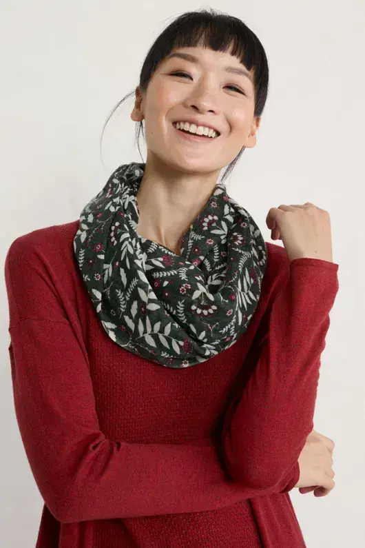 Seasalt Women's Pretty Circle Scarf In Geo Tumble Burgundy