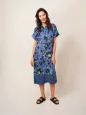 Reno Linen Shirt Dress. Blue
