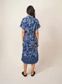 Reno Linen Shirt Dress. Blue
