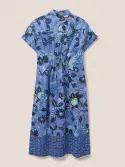 Reno Linen Shirt Dress. Blue