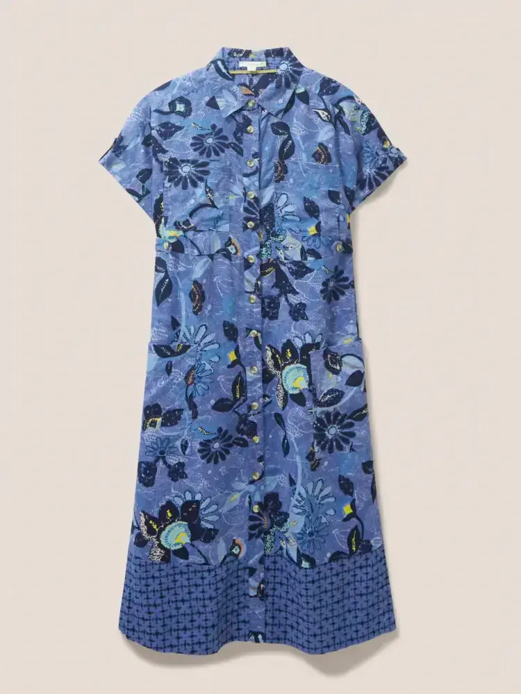 Reno Linen Shirt Dress Blue
