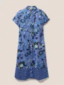 Reno Linen Shirt Dress. Blue