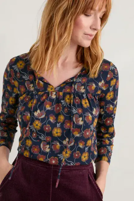 Rivers End Jersey Top. Poppy Tapestry Maritime