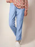 Rowena Linen Trouser. Chamb Blue