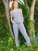 Rowena Linen Trouser. Chamb Blue