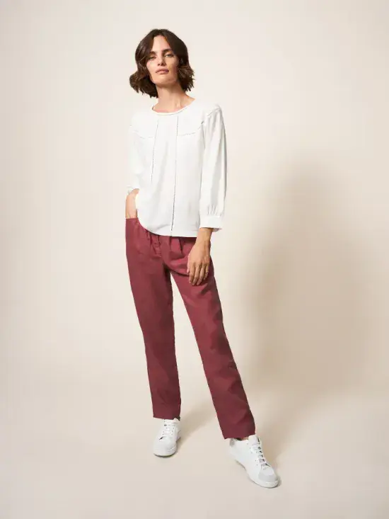 Rowena Linen Trousers. Dark Plum