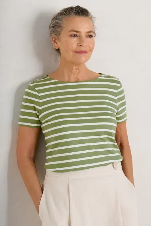 Sailor T-Shirt. Breton Dill Chalk