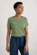 Sailor T-Shirt. Breton Spring Grass Chalk