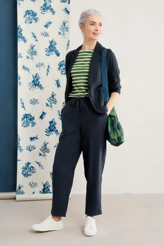 Sailor T-Shirt. Breton Spring Grass Chalk