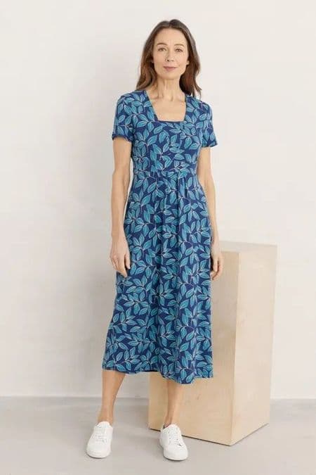 Seed Packet Short Sleeved Dress. Sketch Leaf Yaght