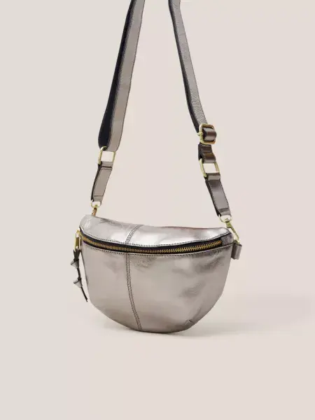 Selby Mini Leather Sling Bag.  Gold Tone Met