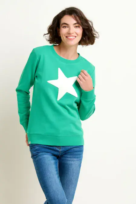 Star Crew Neck Sweat. Green