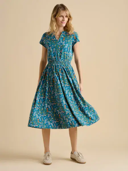 Teal Shoreline Meadow Midi Dress.