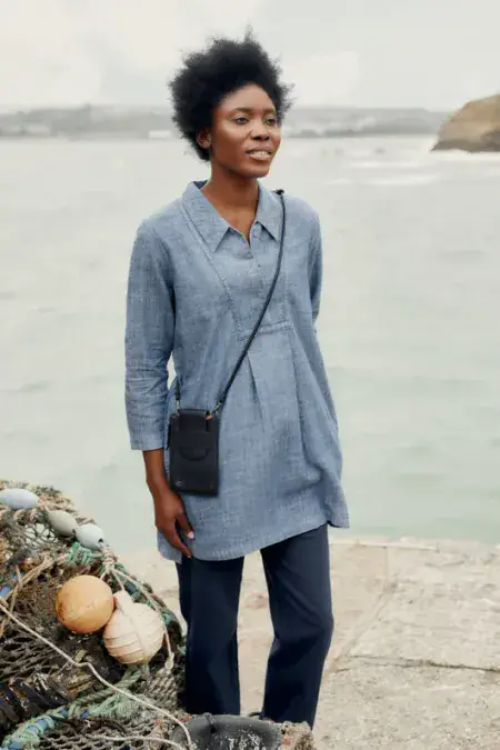 Tide Clock Tunic. Mid Indigo Wash