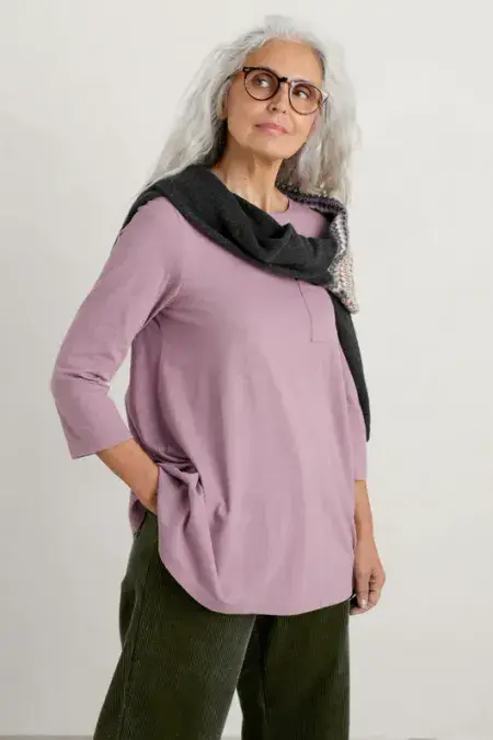 Tregonning 3/4 Sleeve Top. Mauve