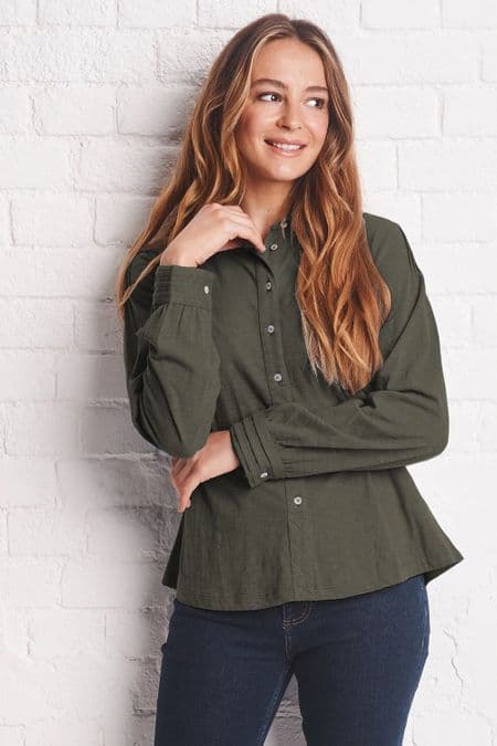 Viscose Jersey Shirt. Ivy Green