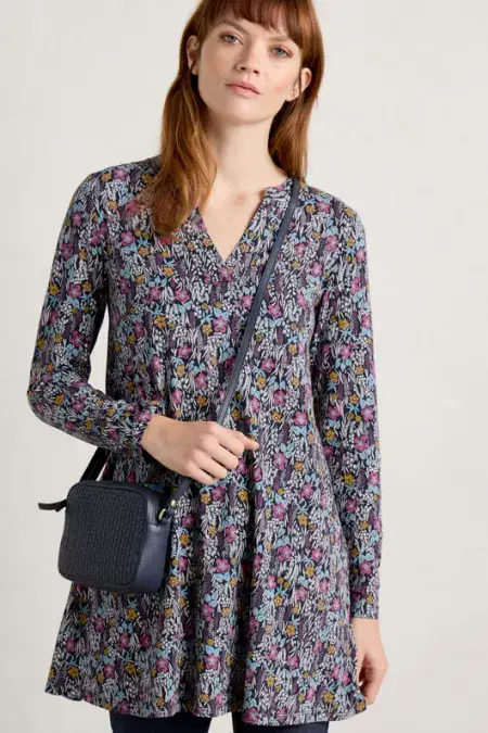 Wreathe Tunic. Floral Moor Maritime