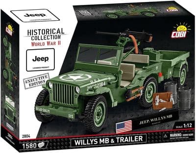 COBI-2804  1510 PCS HC WWII /2804/ WILLYS MB + TRAILER EX.EDITION