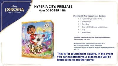Disney Lorcana HYPERIA CITY Pre-release Party Friday October 16th