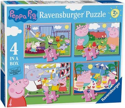 RAVENSBURGER 6958 Peppa Pig-4 in Box (12, 16, 20, 24 Piece) Jigsaw Puzzles for Kids Age 3+