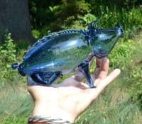 Boar from blue glass