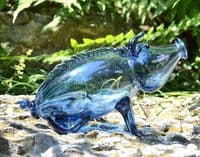 Boar from blue glass
