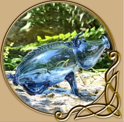 Boar from blue glass