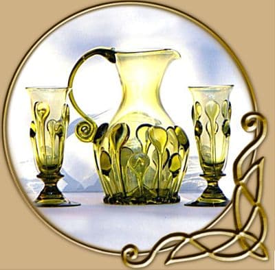 Bohemia green glass set