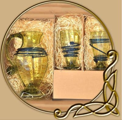 Bohemian blue historical glass set