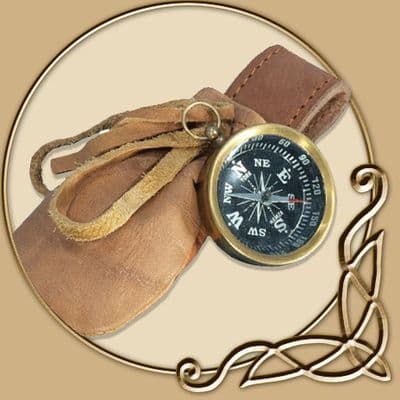 Compass with leather pouch