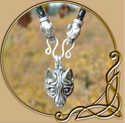 Fenrir viking wolf silver necklace