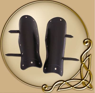 LARP Black leather greaves