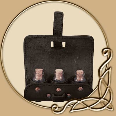 LARP Leather Potion Holder - with three Bottles