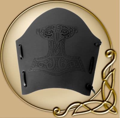 LARP Leather wristband with embossed thor's hammer