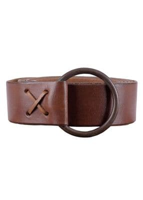 LARP Medieval leather belt with brass ring