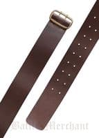 Leather Belt with brass buckle, dark brown