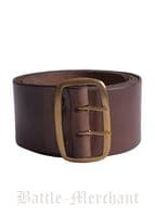 Leather Belt with brass buckle, dark brown