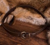 Leather Belt with wolf head buckle