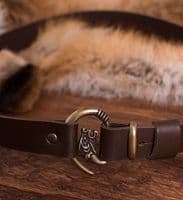 Leather Belt with wolf head buckle