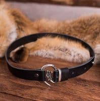 Leather Belt with wolf head buckle