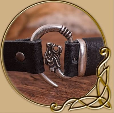 Leather Belt with wolf head buckle