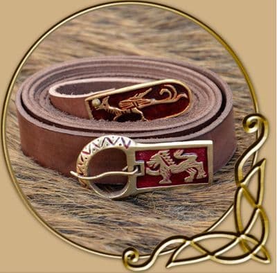 Medieval Leather Belt with Griffon and Lion Motif