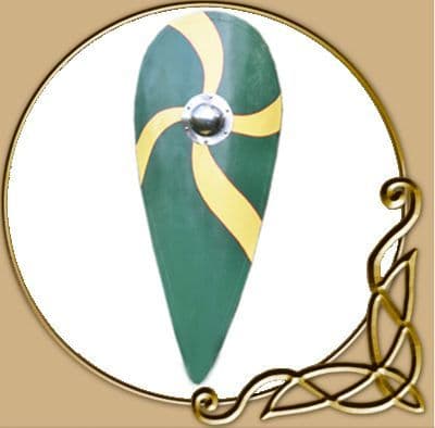 Norman  Wooden Kite Shield in Green and Yellow
