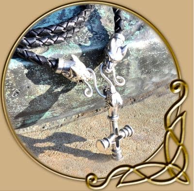 Norse wolf cross silver necklace