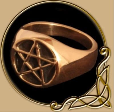 Pentagram bronze Signet Ring