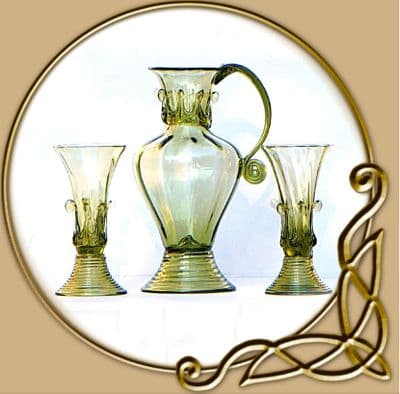 Rotterdam set historical goblets and a glass jug