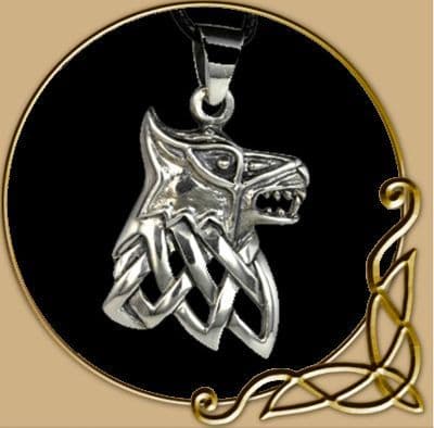 Silver Fenrir Pendant with Celtic Knot